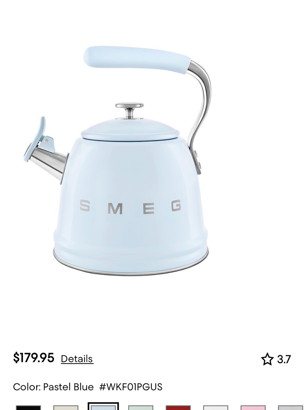 SMEG Pastel Blue Retro Whistling Kettle
